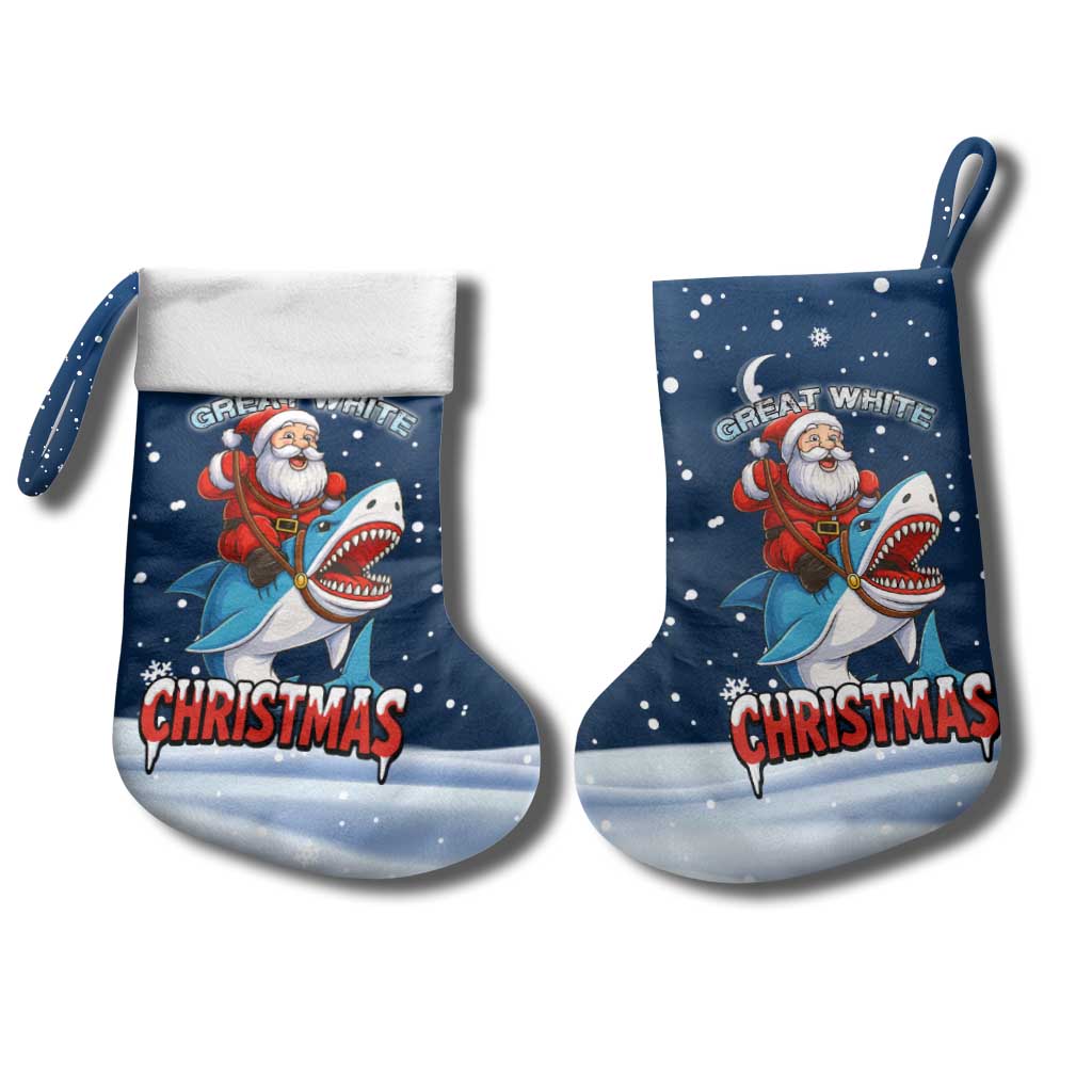 Great White Christmas Shark Christmas Stocking Funny Xmas Holiday Patterns - Wonder Print Shop