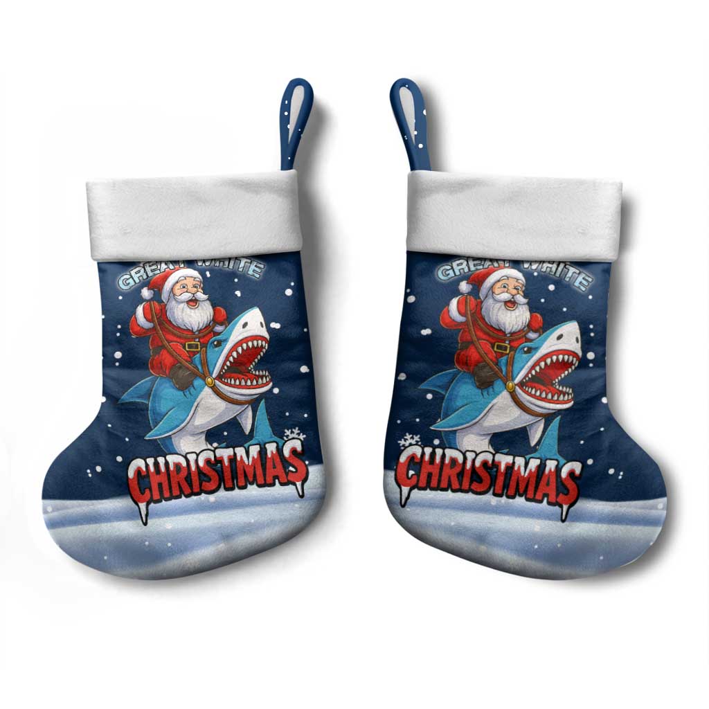 Great White Christmas Shark Christmas Stocking Funny Xmas Holiday Patterns - Wonder Print Shop