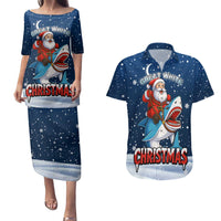 Great White Christmas Shark Christmas Couples Matching Puletasi and Hawaiian Shirt Funny Xmas Holiday Patterns - Wonder Print Shop