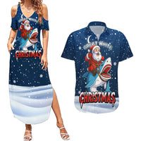 Great White Christmas Shark Christmas Couples Matching Summer Maxi Dress and Hawaiian Shirt Funny Xmas Holiday Patterns - Wonder Print Shop