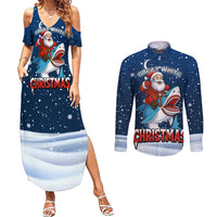 Great White Christmas Shark Christmas Couples Matching Summer Maxi Dress and Long Sleeve Button Shirt Funny Xmas Holiday Patterns - Wonder Print Shop