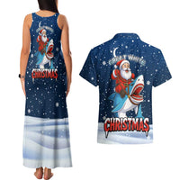 Great White Christmas Shark Christmas Couples Matching Tank Maxi Dress and Hawaiian Shirt Funny Xmas Holiday Patterns - Wonder Print Shop