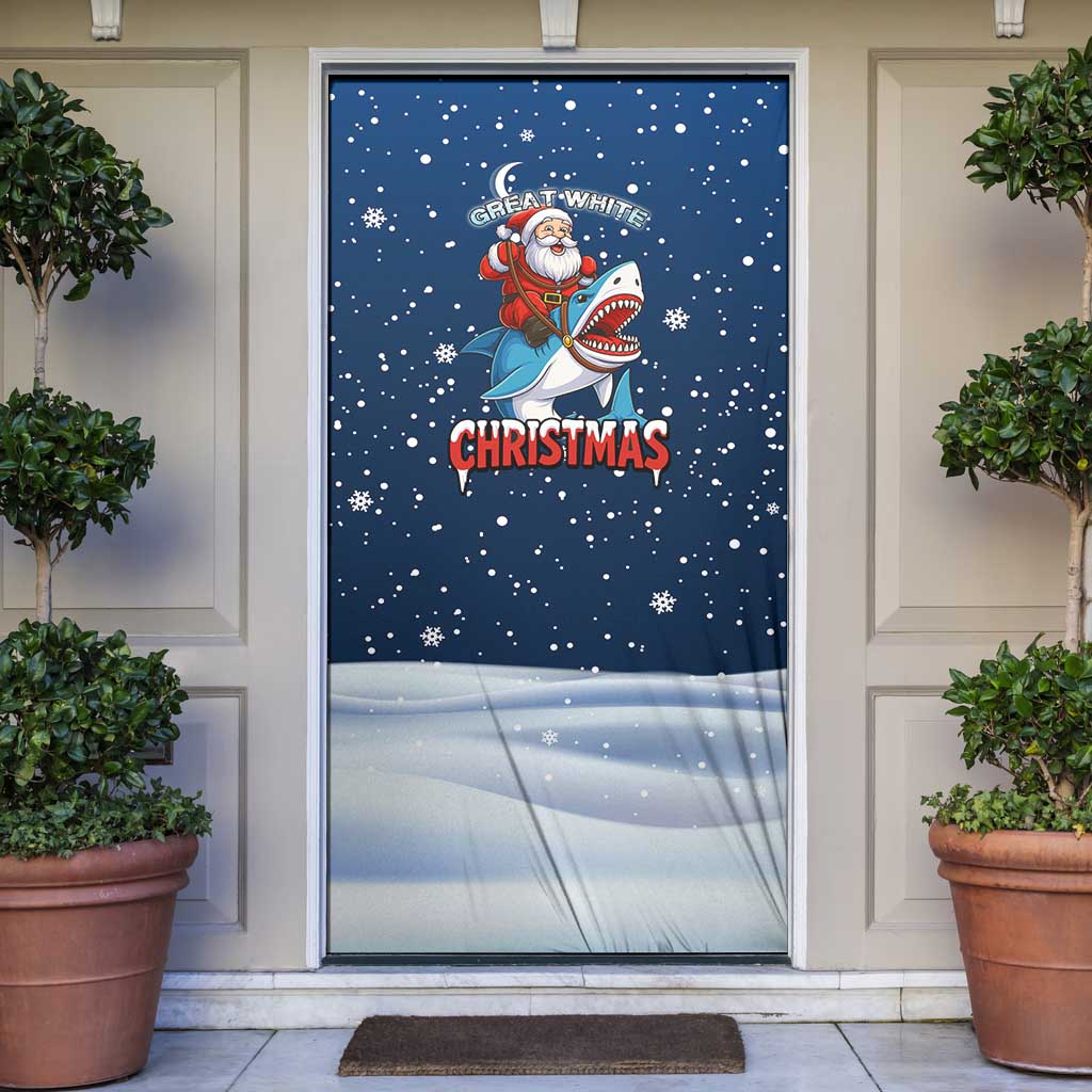 Great White Christmas Shark Christmas Door Cover Funny Xmas Holiday Patterns - Wonder Print Shop