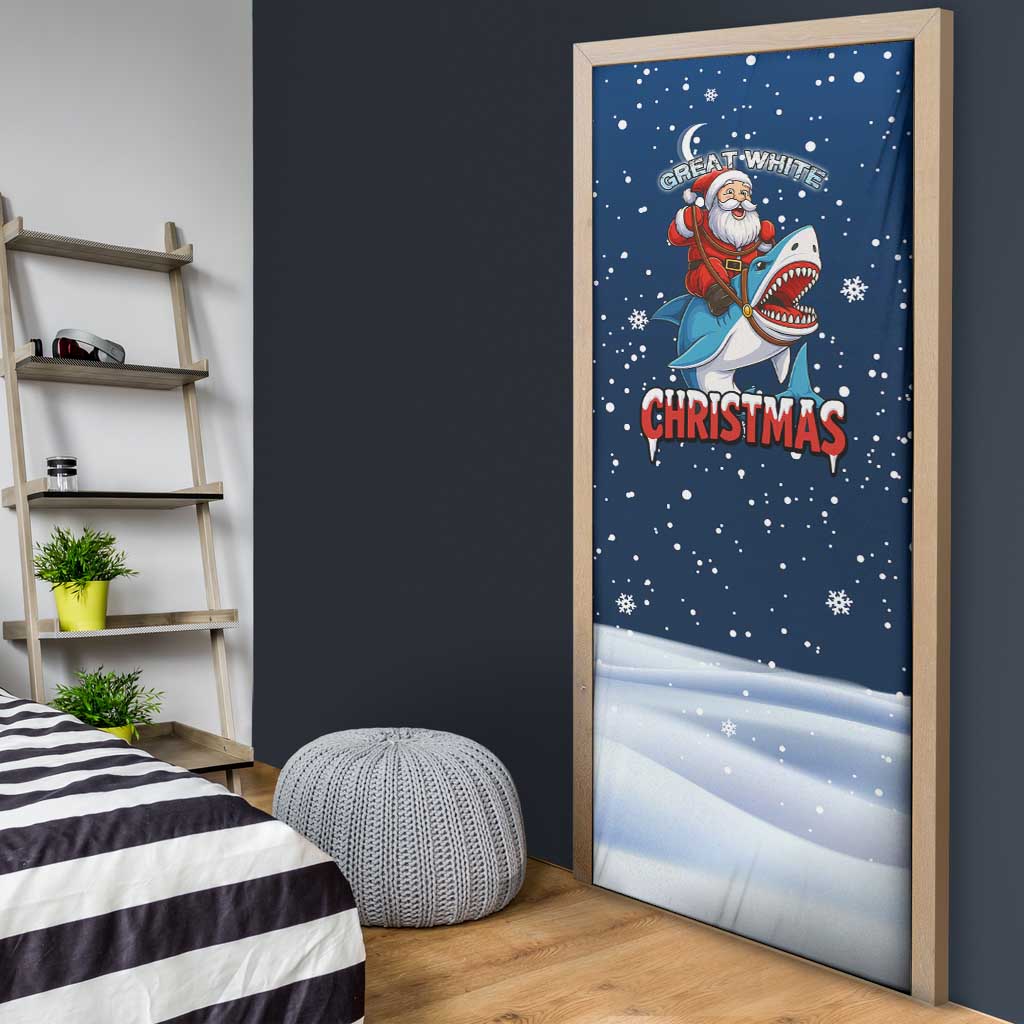 Great White Christmas Shark Christmas Door Cover Funny Xmas Holiday Patterns - Wonder Print Shop