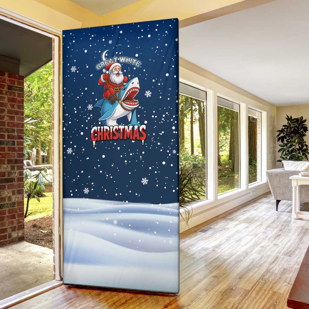 Great White Christmas Shark Christmas Door Cover Funny Xmas Holiday Patterns - Wonder Print Shop