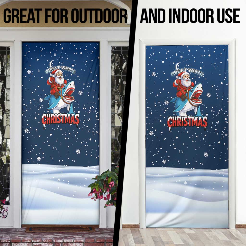 Great White Christmas Shark Christmas Door Cover Funny Xmas Holiday Patterns - Wonder Print Shop