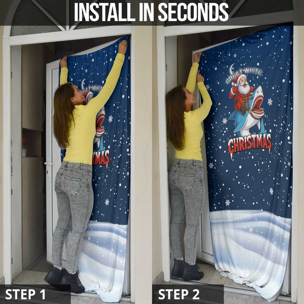 Great White Christmas Shark Christmas Door Cover Funny Xmas Holiday Patterns - Wonder Print Shop