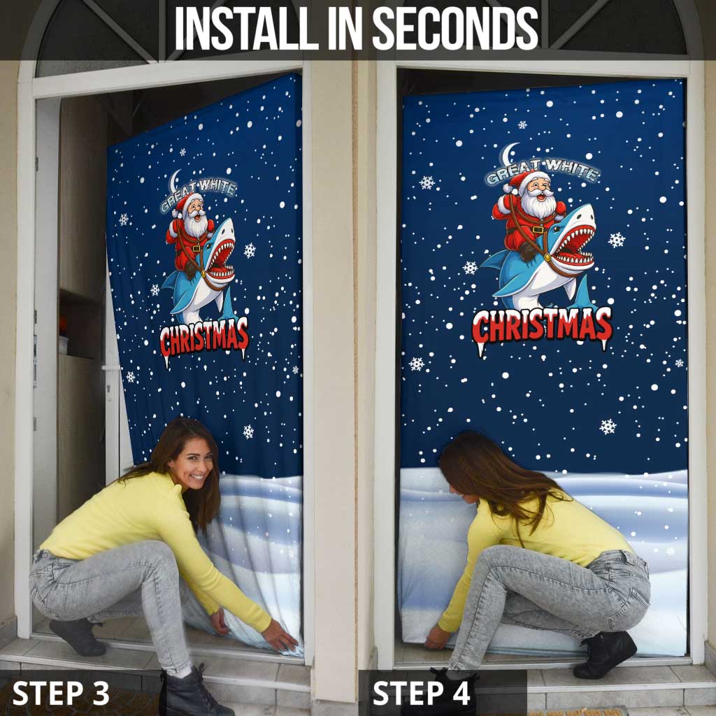 Great White Christmas Shark Christmas Door Cover Funny Xmas Holiday Patterns - Wonder Print Shop