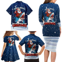 Great White Christmas Shark Christmas Family Matching Long Sleeve Bodycon Dress and Hawaiian Shirt Funny Xmas Holiday Patterns - Wonder Print Shop