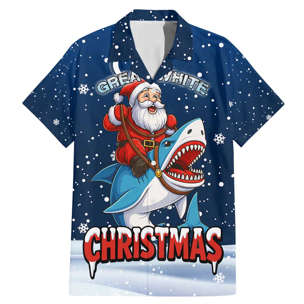 Great White Christmas Shark Christmas Family Matching Mermaid Dress and Hawaiian Shirt Funny Xmas Holiday Patterns - Wonder Print Shop