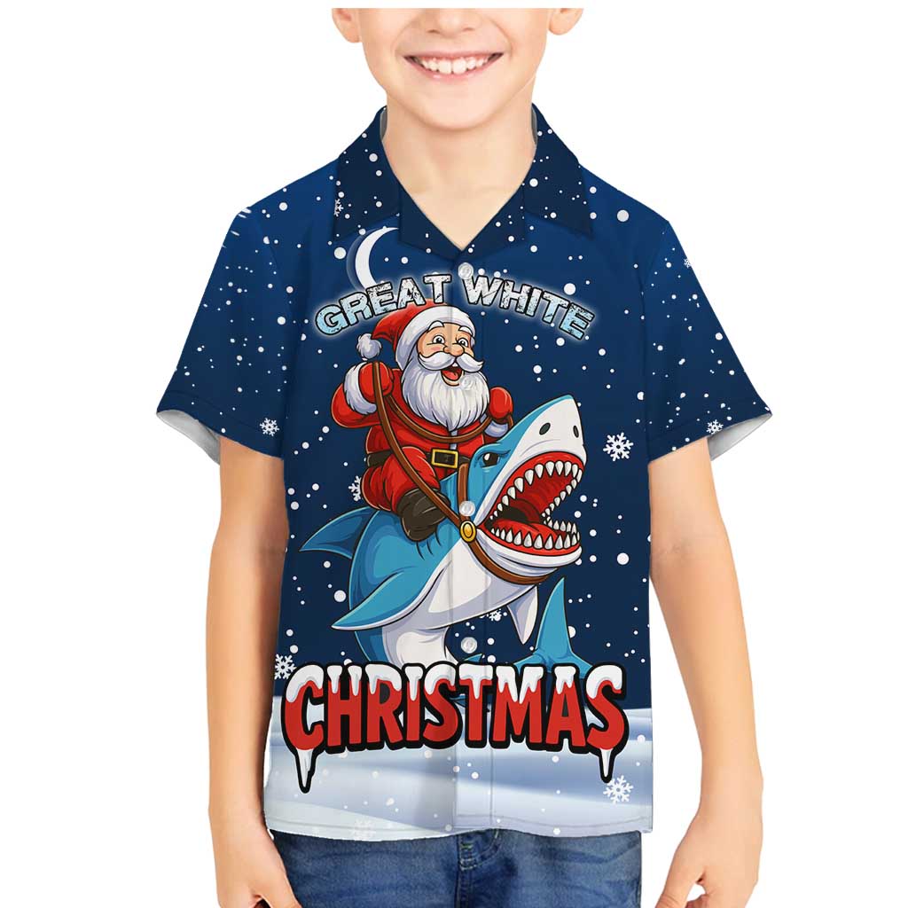 Great White Christmas Shark Christmas Family Matching Mermaid Dress and Hawaiian Shirt Funny Xmas Holiday Patterns - Wonder Print Shop