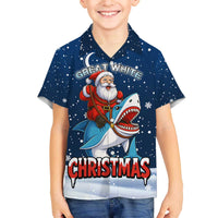 Great White Christmas Shark Christmas Family Matching Off The Shoulder Long Sleeve Dress and Hawaiian Shirt Funny Xmas Holiday Patterns - Wonder Print Shop