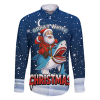 Great White Christmas Shark Christmas Family Matching Off Shoulder Short Dress and Hawaiian Shirt Funny Xmas Holiday Patterns - Wonder Print Shop