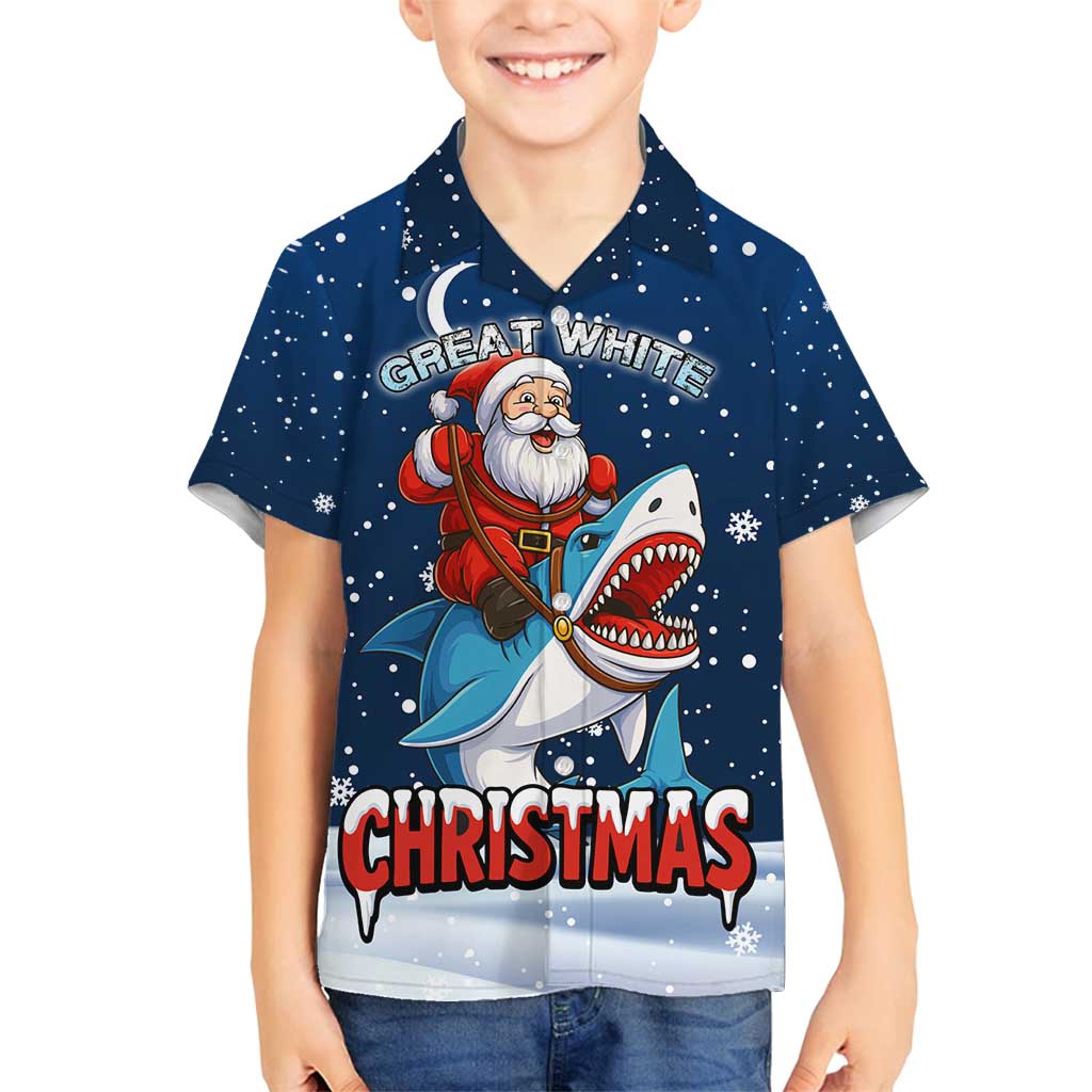 Great White Christmas Shark Christmas Family Matching Puletasi and Hawaiian Shirt Funny Xmas Holiday Patterns - Wonder Print Shop