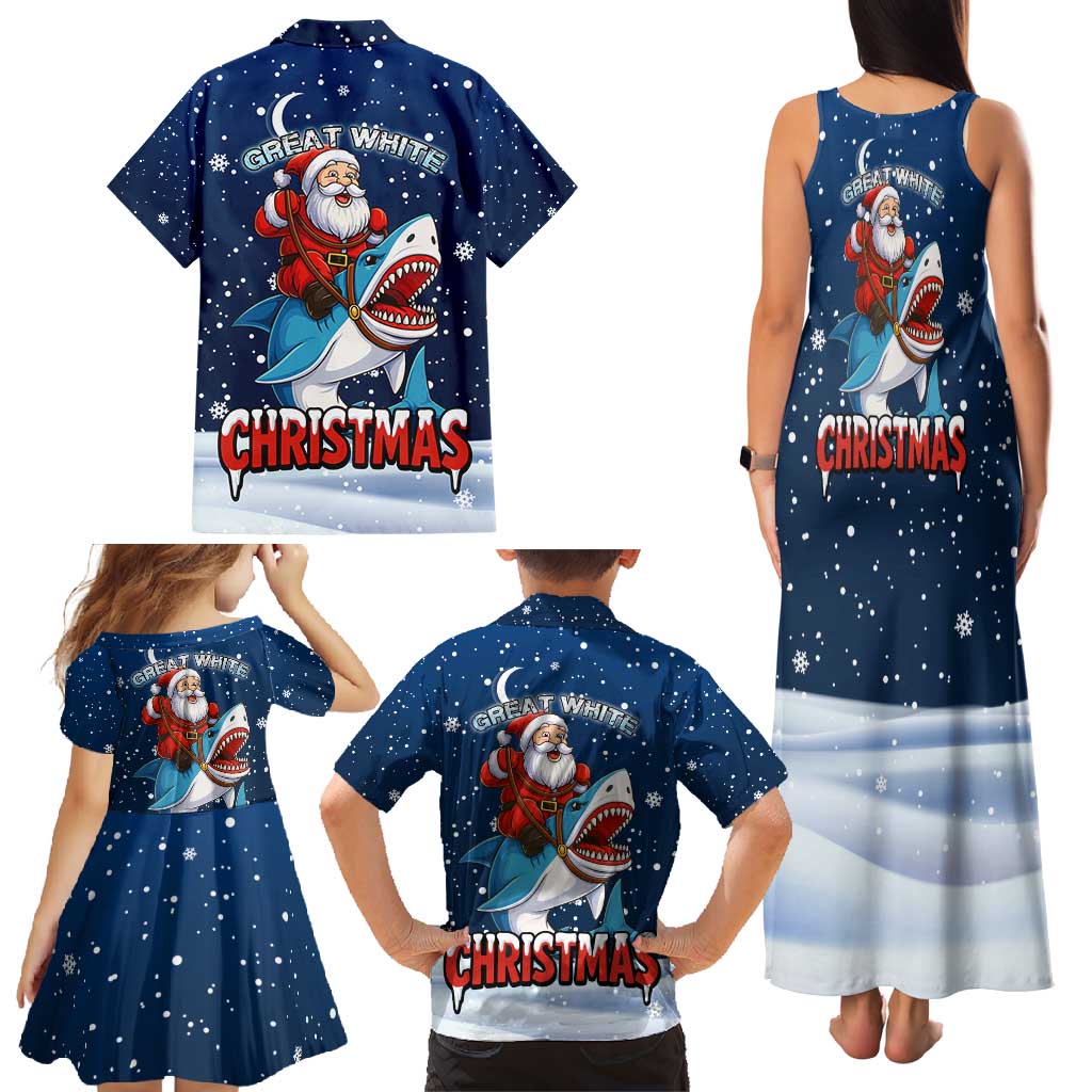 Great White Christmas Shark Christmas Family Matching Tank Maxi Dress and Hawaiian Shirt Funny Xmas Holiday Patterns - Wonder Print Shop