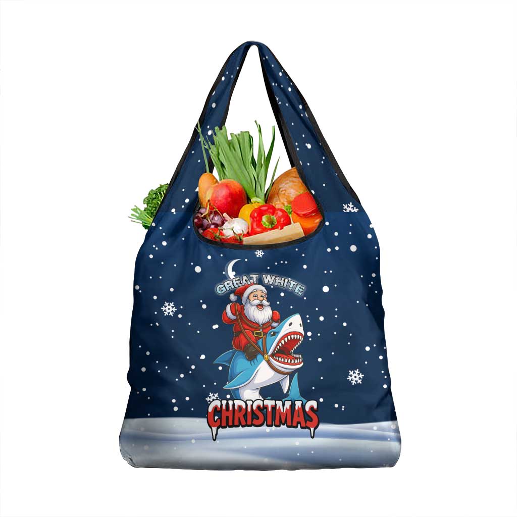 Great White Christmas Shark Christmas Grocery Bag Funny Xmas Holiday Patterns - Wonder Print Shop