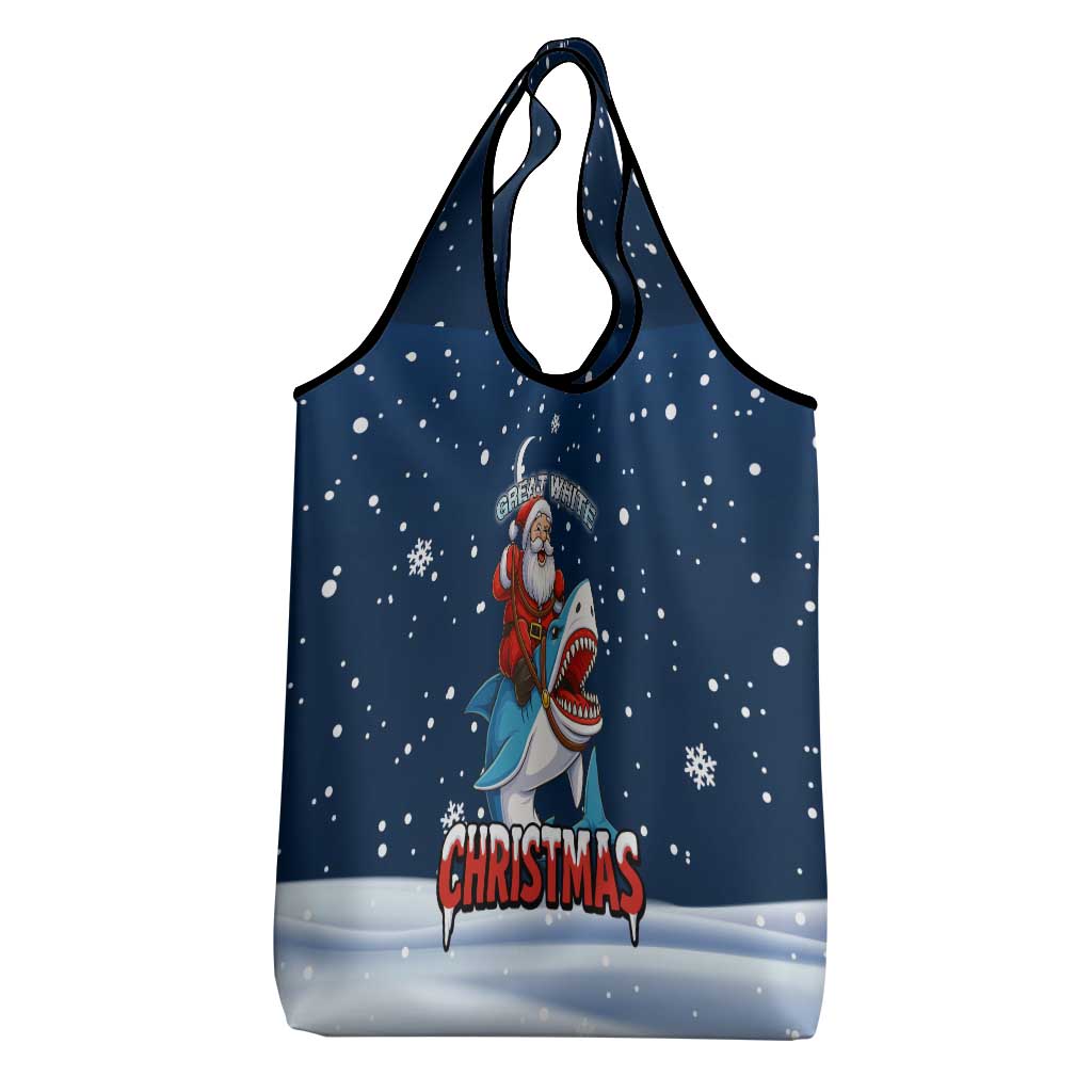 Great White Christmas Shark Christmas Grocery Bag Funny Xmas Holiday Patterns - Wonder Print Shop