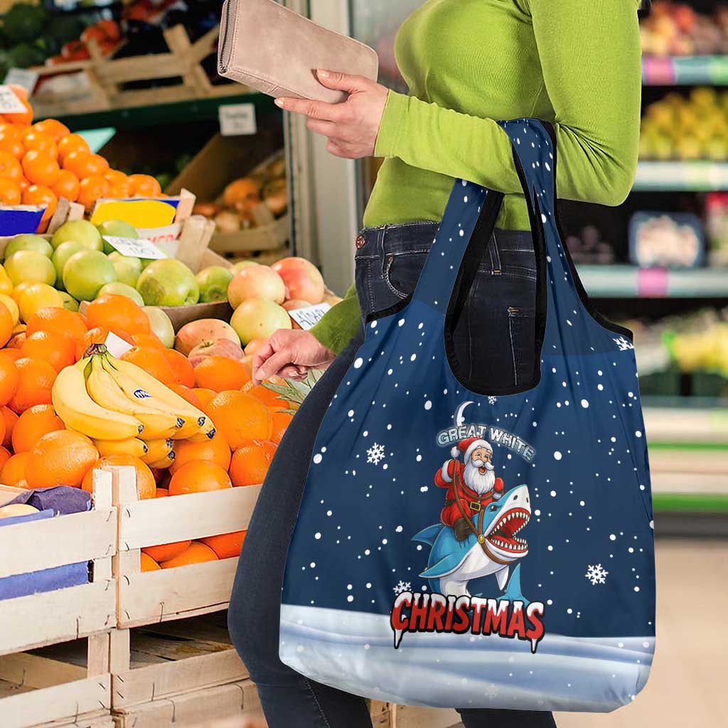 Great White Christmas Shark Christmas Grocery Bag Funny Xmas Holiday Patterns - Wonder Print Shop