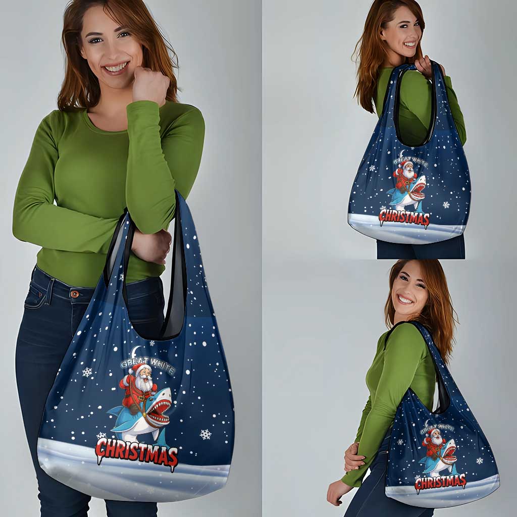 Great White Christmas Shark Christmas Grocery Bag Funny Xmas Holiday Patterns - Wonder Print Shop