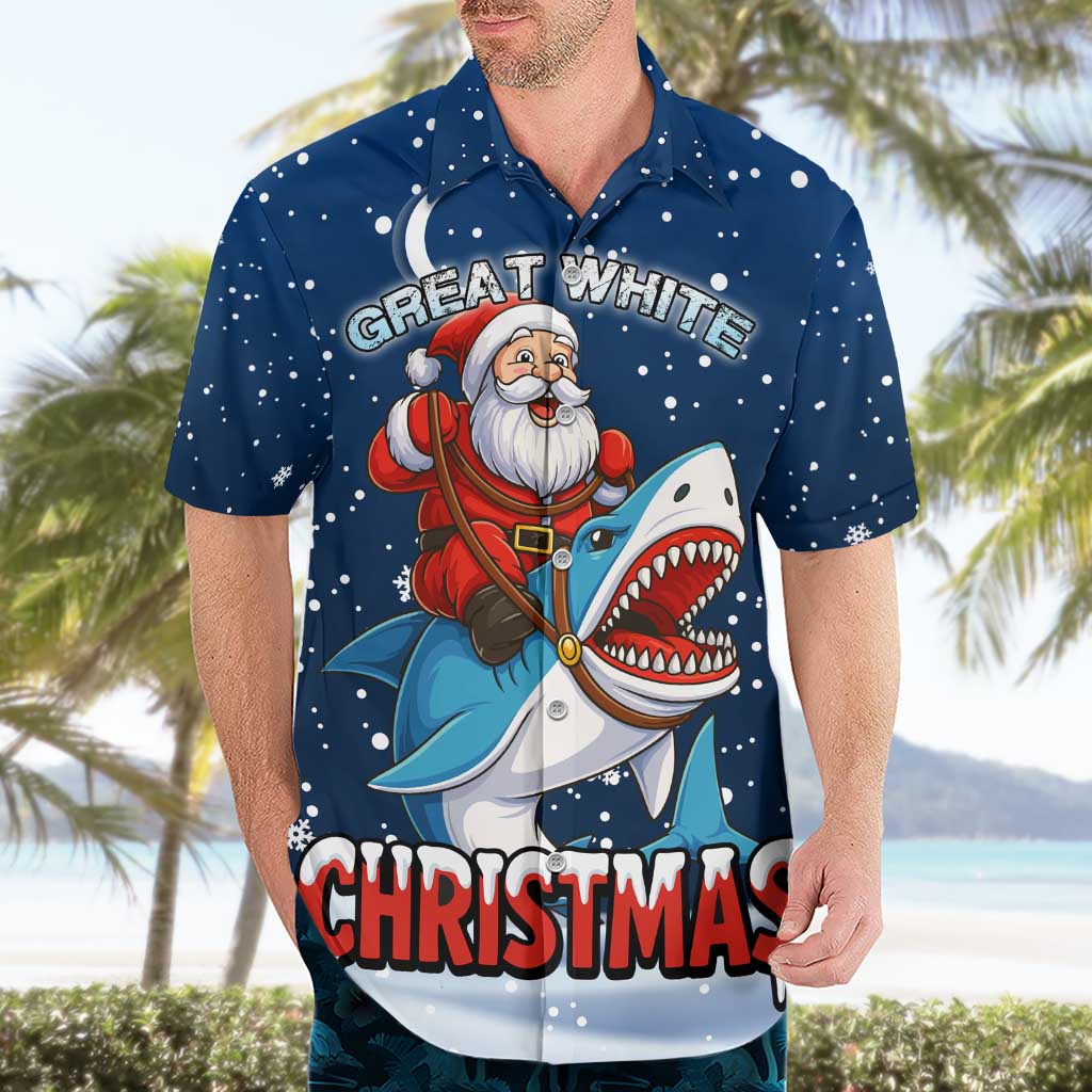 Great White Christmas Shark Christmas Hawaiian Shirt Funny Xmas Holiday Patterns - Wonder Print Shop