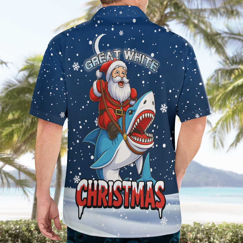 Great White Christmas Shark Christmas Hawaiian Shirt Funny Xmas Holiday Patterns - Wonder Print Shop