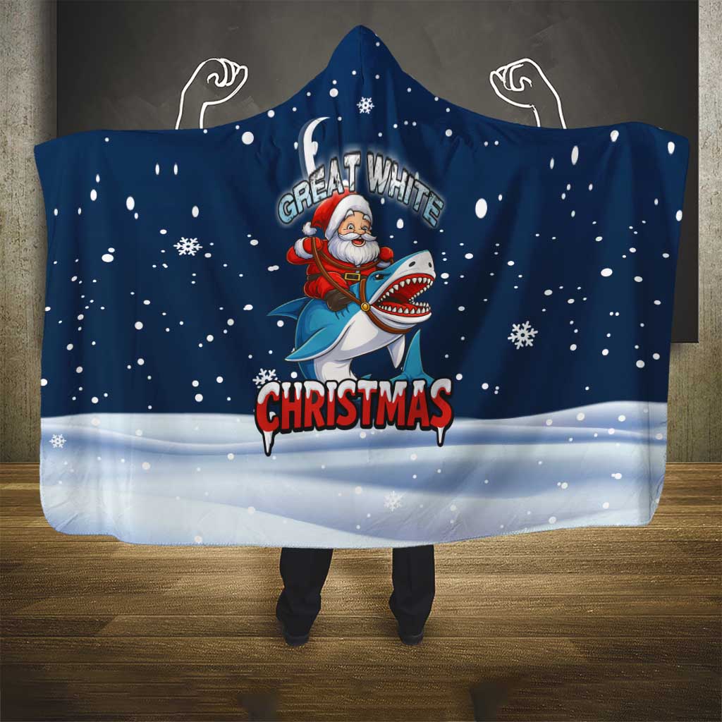 Great White Christmas Shark Christmas Hooded Blanket Funny Xmas Holiday Patterns - Wonder Print Shop