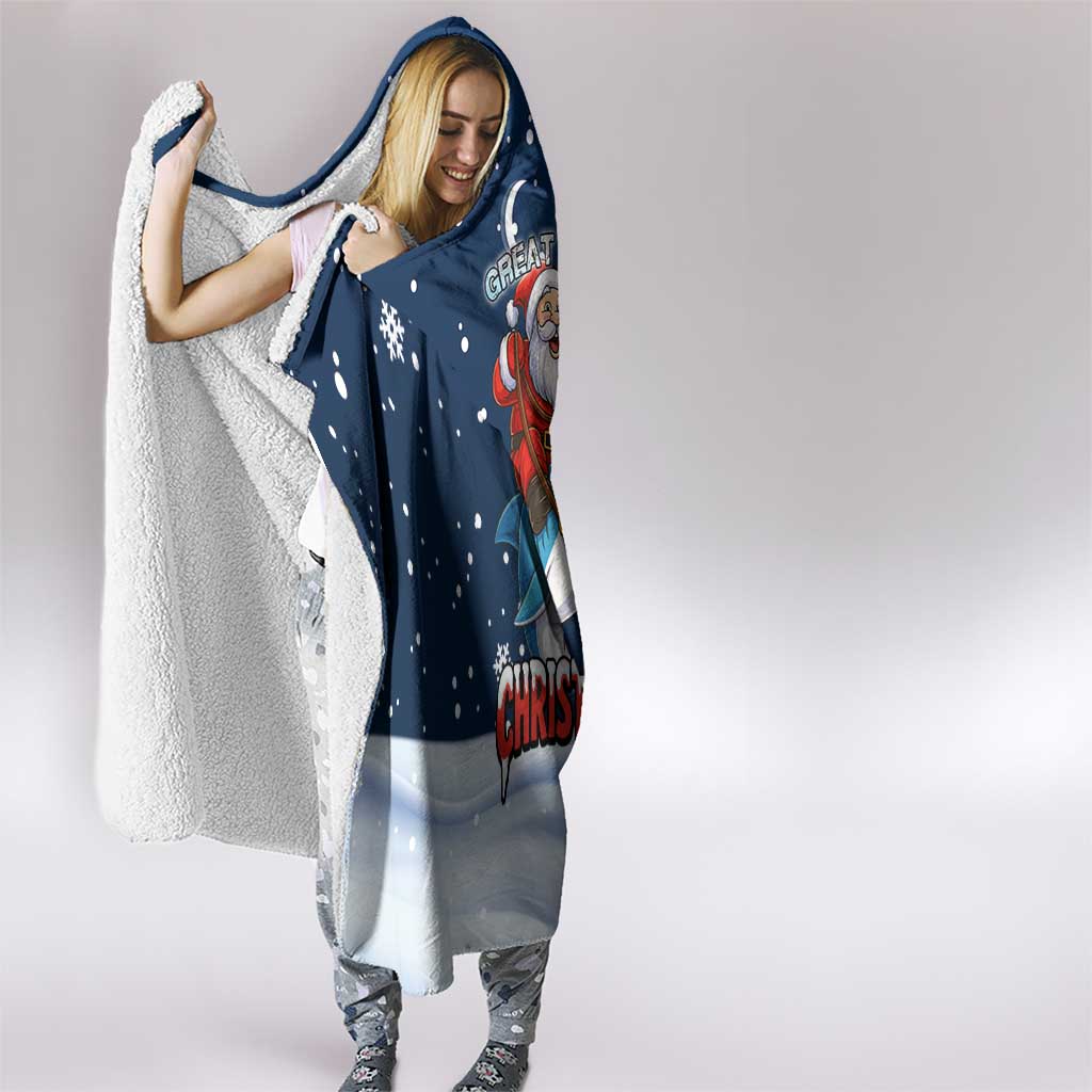 Great White Christmas Shark Christmas Hooded Blanket Funny Xmas Holiday Patterns - Wonder Print Shop