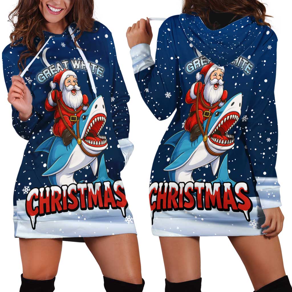Great White Christmas Shark Christmas Hoodie Dress Funny Xmas Holiday Patterns - Wonder Print Shop