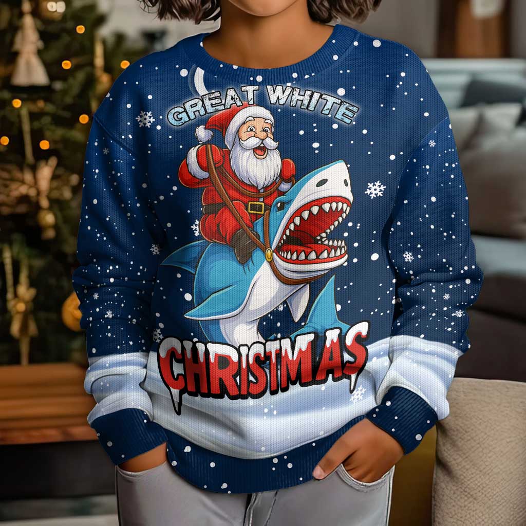 Great White Christmas Shark Christmas Kid Ugly Christmas Sweater Funny Xmas Holiday Patterns - Wonder Print Shop