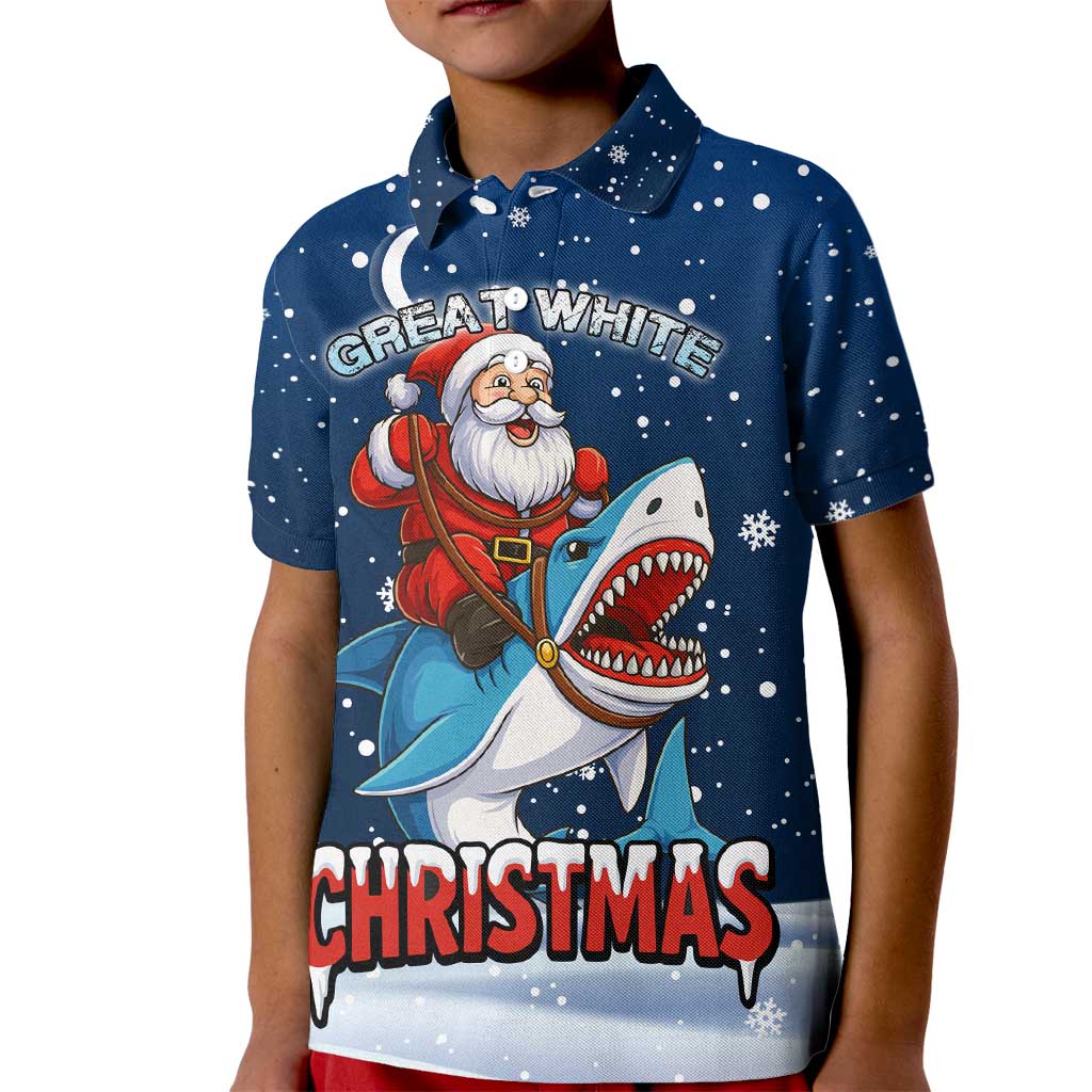Great White Christmas Shark Christmas Kid Polo Shirt Funny Xmas Holiday Patterns - Wonder Print Shop