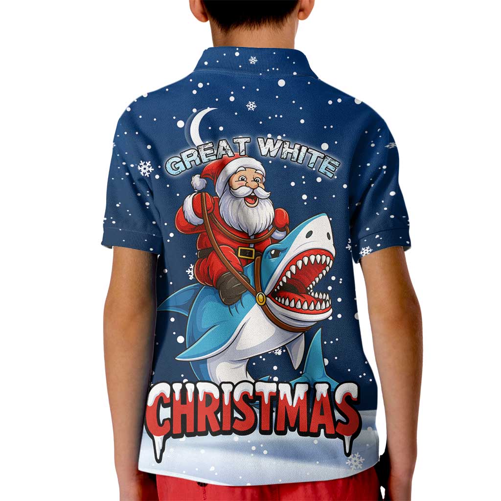 Great White Christmas Shark Christmas Kid Polo Shirt Funny Xmas Holiday Patterns - Wonder Print Shop