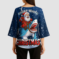 Great White Christmas Shark Christmas Kimono Sleeve Blouse Funny Xmas Holiday Patterns - Wonder Print Shop