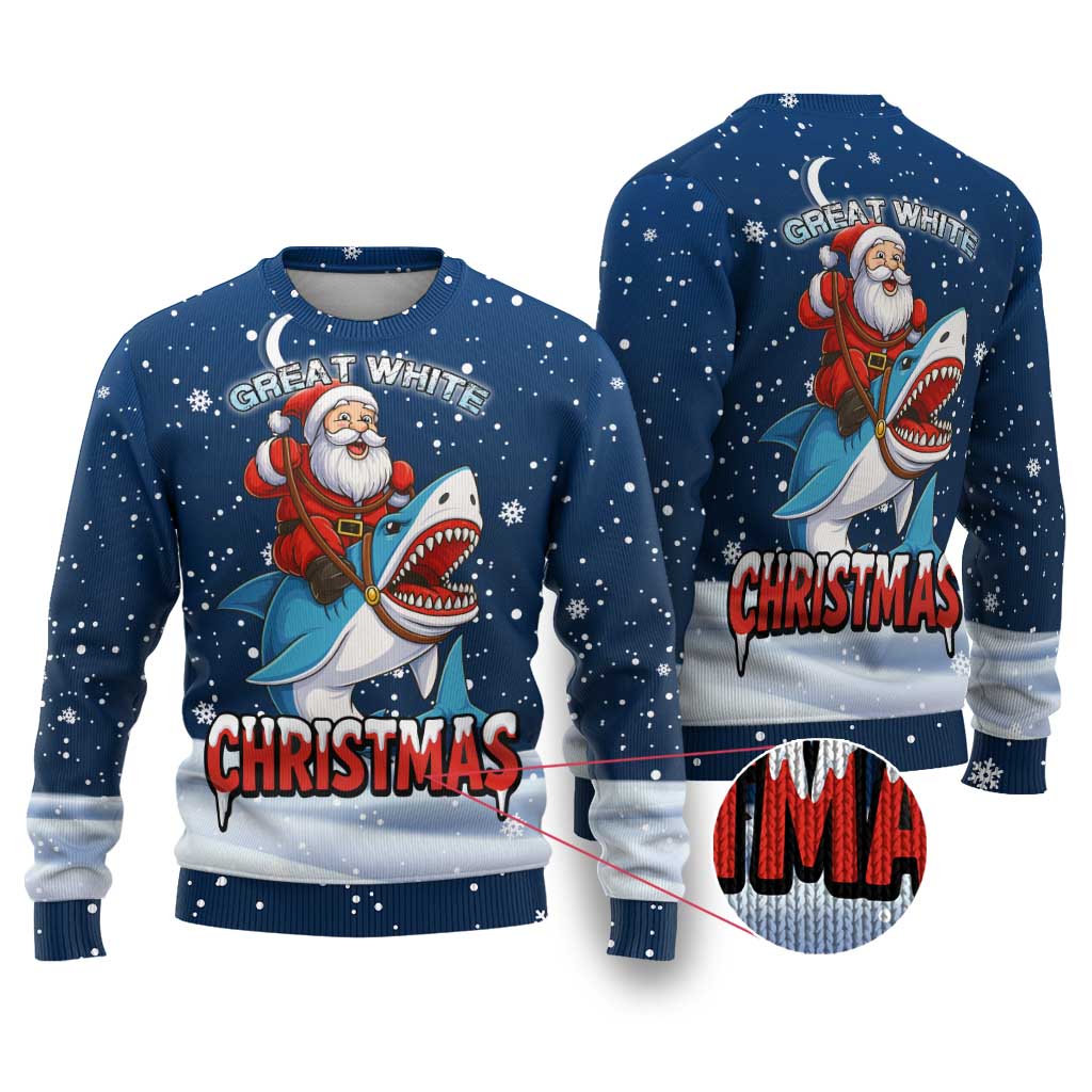 Great White Christmas Shark Christmas Ugly Christmas Sweater Funny Xmas Holiday Patterns - Wonder Print Shop