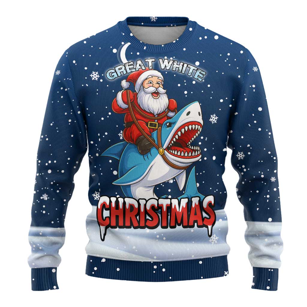 Great White Christmas Shark Christmas Ugly Christmas Sweater Funny Xmas Holiday Patterns - Wonder Print Shop
