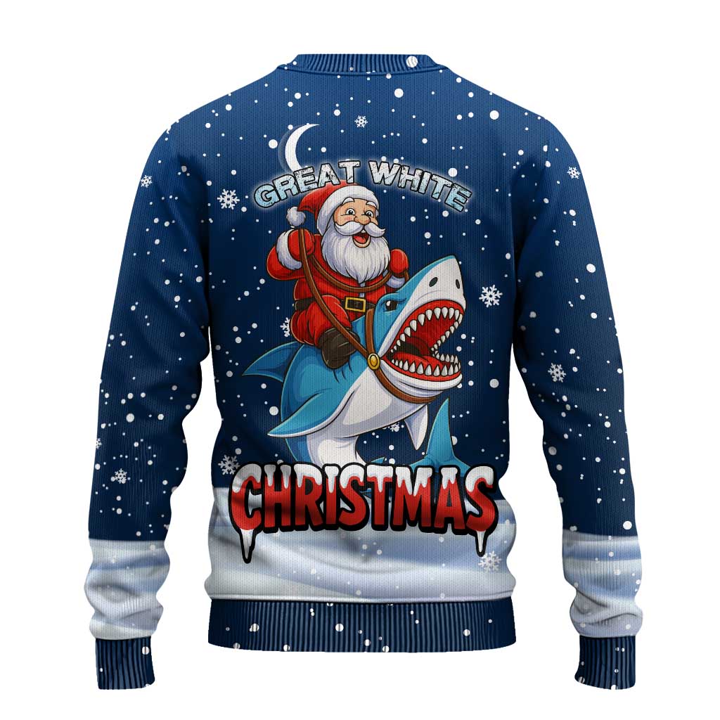 Great White Christmas Shark Christmas Ugly Christmas Sweater Funny Xmas Holiday Patterns - Wonder Print Shop