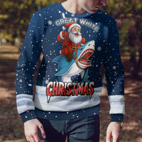 Great White Christmas Shark Christmas Ugly Christmas Sweater Funny Xmas Holiday Patterns - Wonder Print Shop