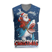Great White Christmas Shark Christmas Knitted V-Neck Vest Funny Xmas Holiday Patterns - Wonder Print Shop