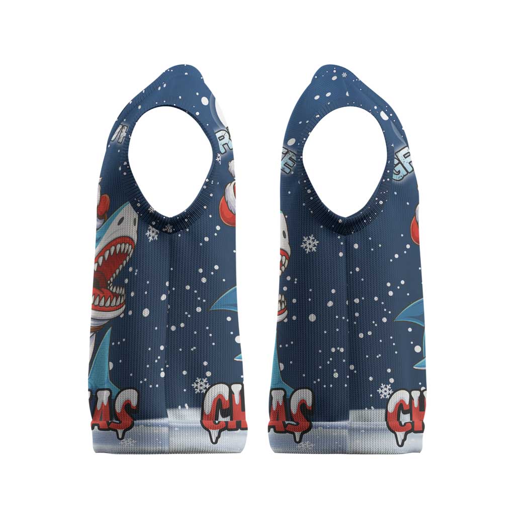 Great White Christmas Shark Christmas Knitted V-Neck Vest Funny Xmas Holiday Patterns - Wonder Print Shop
