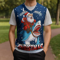 Great White Christmas Shark Christmas Knitted V-Neck Vest Funny Xmas Holiday Patterns - Wonder Print Shop