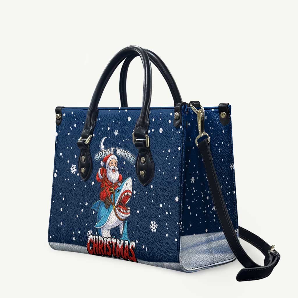 Great White Christmas Shark Christmas Leather Bag Funny Xmas Holiday Patterns - Wonder Print Shop