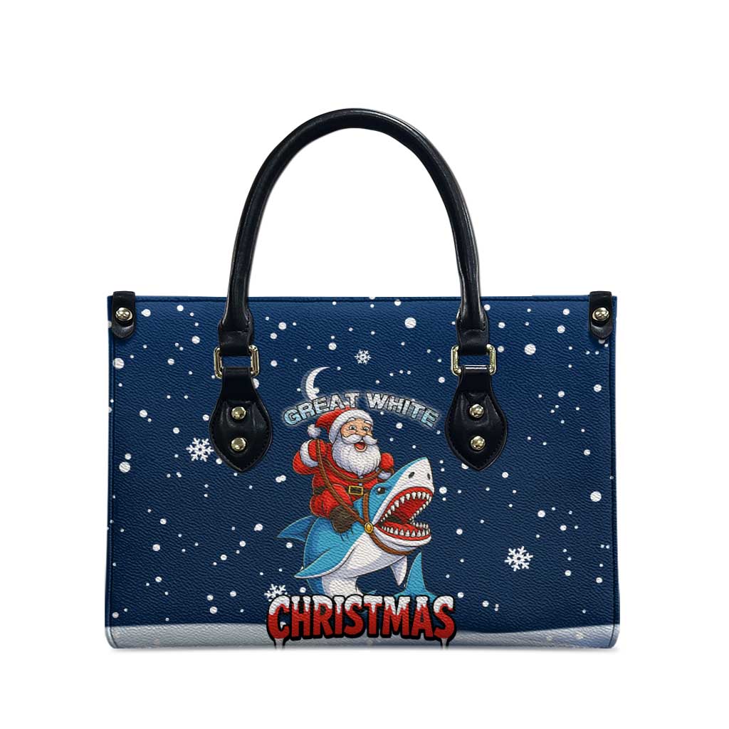 Great White Christmas Shark Christmas Leather Bag Funny Xmas Holiday Patterns - Wonder Print Shop
