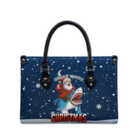 Great White Christmas Shark Christmas Leather Bag Funny Xmas Holiday Patterns - Wonder Print Shop