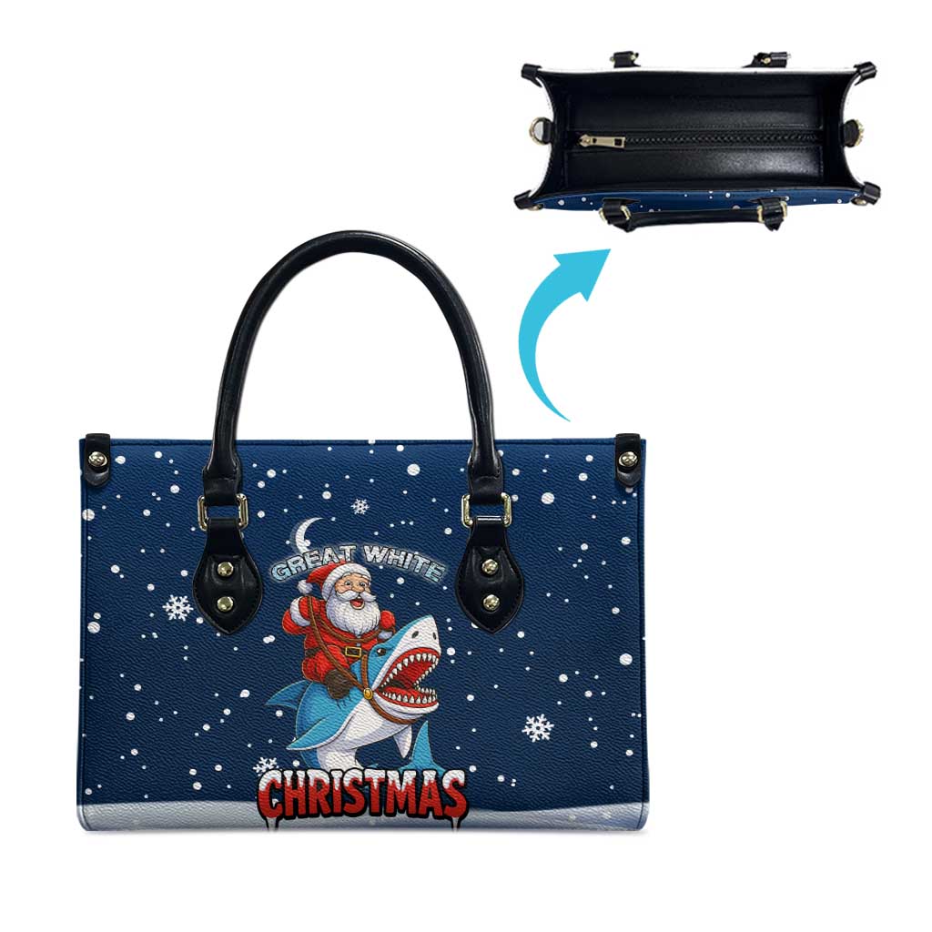Great White Christmas Shark Christmas Leather Bag Funny Xmas Holiday Patterns - Wonder Print Shop