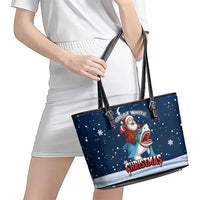 Great White Christmas Shark Christmas Leather Tote Bag Funny Xmas Holiday Patterns - Wonder Print Shop