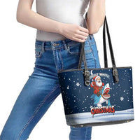 Great White Christmas Shark Christmas Leather Tote Bag Funny Xmas Holiday Patterns - Wonder Print Shop