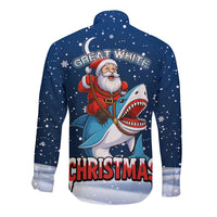 Great White Christmas Shark Christmas Long Sleeve Button Shirt Funny Xmas Holiday Patterns - Wonder Print Shop