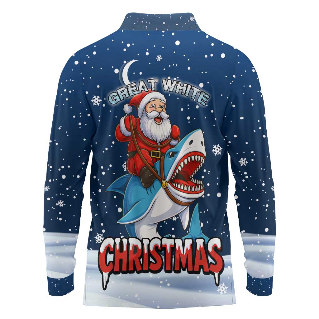 Great White Christmas Shark Christmas Long Sleeve Polo Shirt Funny Xmas Holiday Patterns - Wonder Print Shop