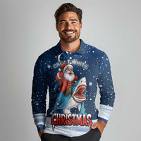 Great White Christmas Shark Christmas Long Sleeve Polo Shirt Funny Xmas Holiday Patterns - Wonder Print Shop