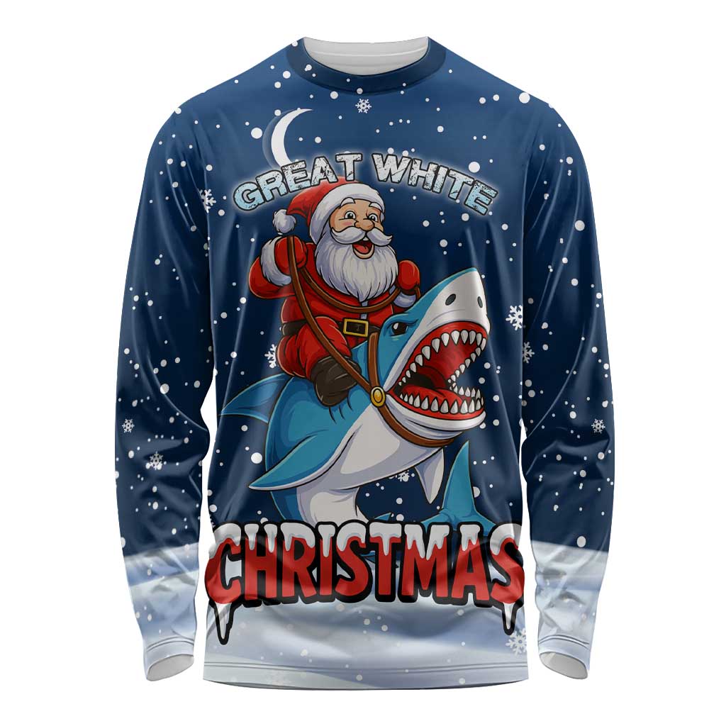 Great White Christmas Shark Christmas Long Sleeve Shirt Funny Xmas Holiday Patterns - Wonder Print Shop