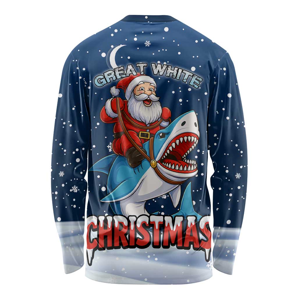 Great White Christmas Shark Christmas Long Sleeve Shirt Funny Xmas Holiday Patterns - Wonder Print Shop